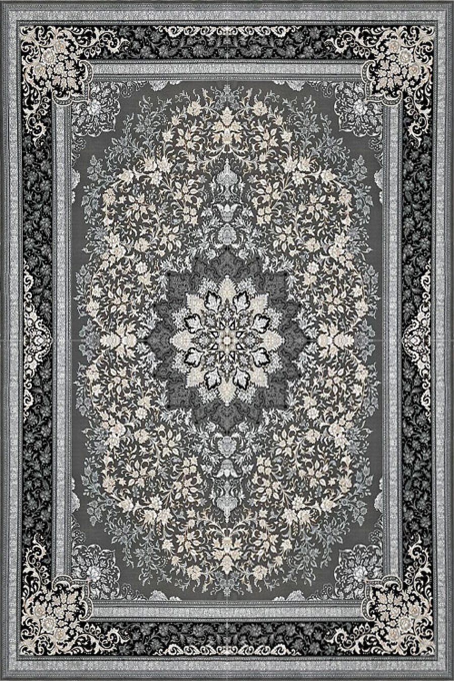 فرش ستاره پانیذ 700 شانه طرح تندیس زمینه دودی (غیربرجسته)