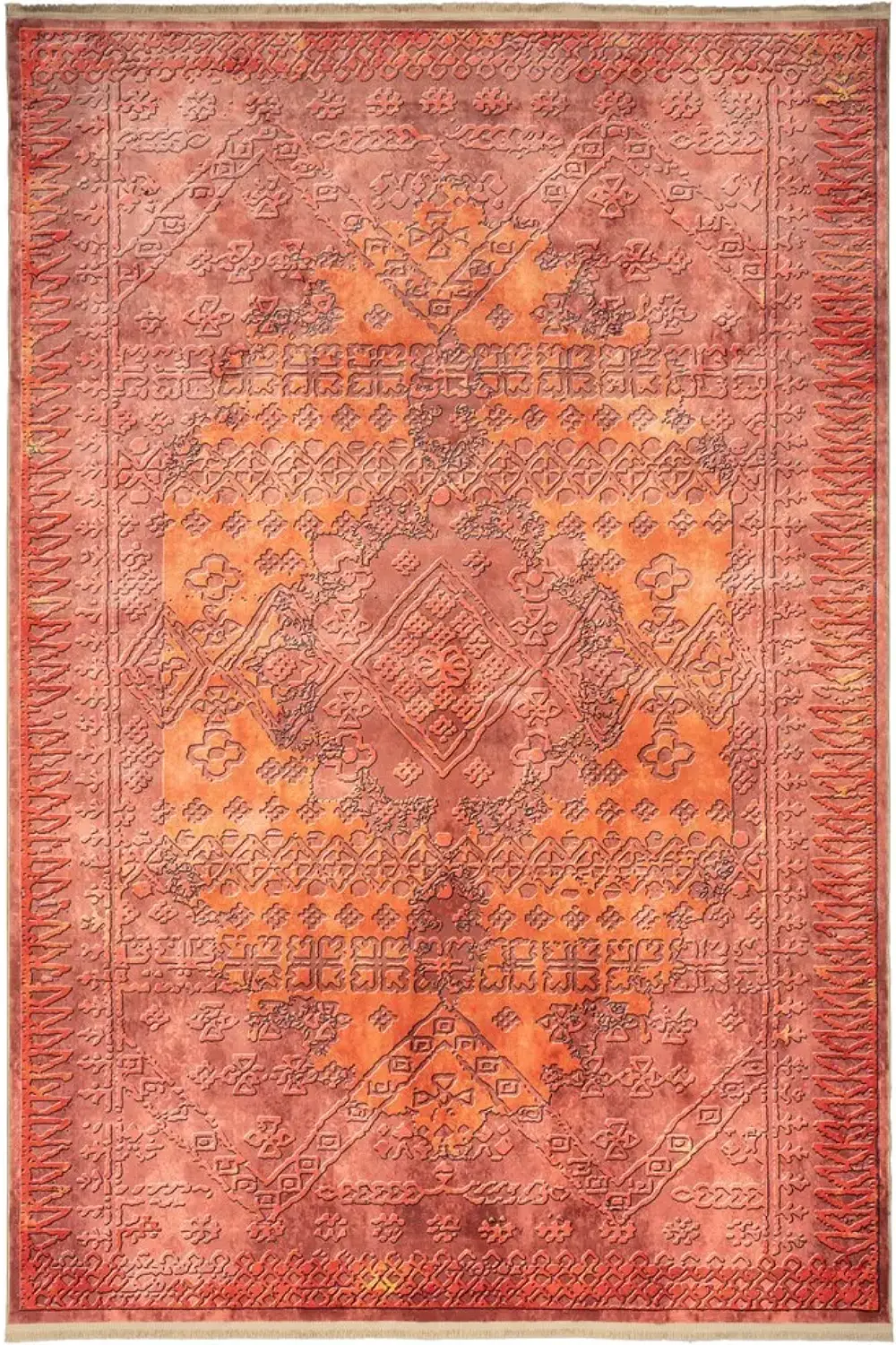 فرش محتشم کهنه نما 1000 شانه کد 900470 زمینه قرمز (غیربرجسته)