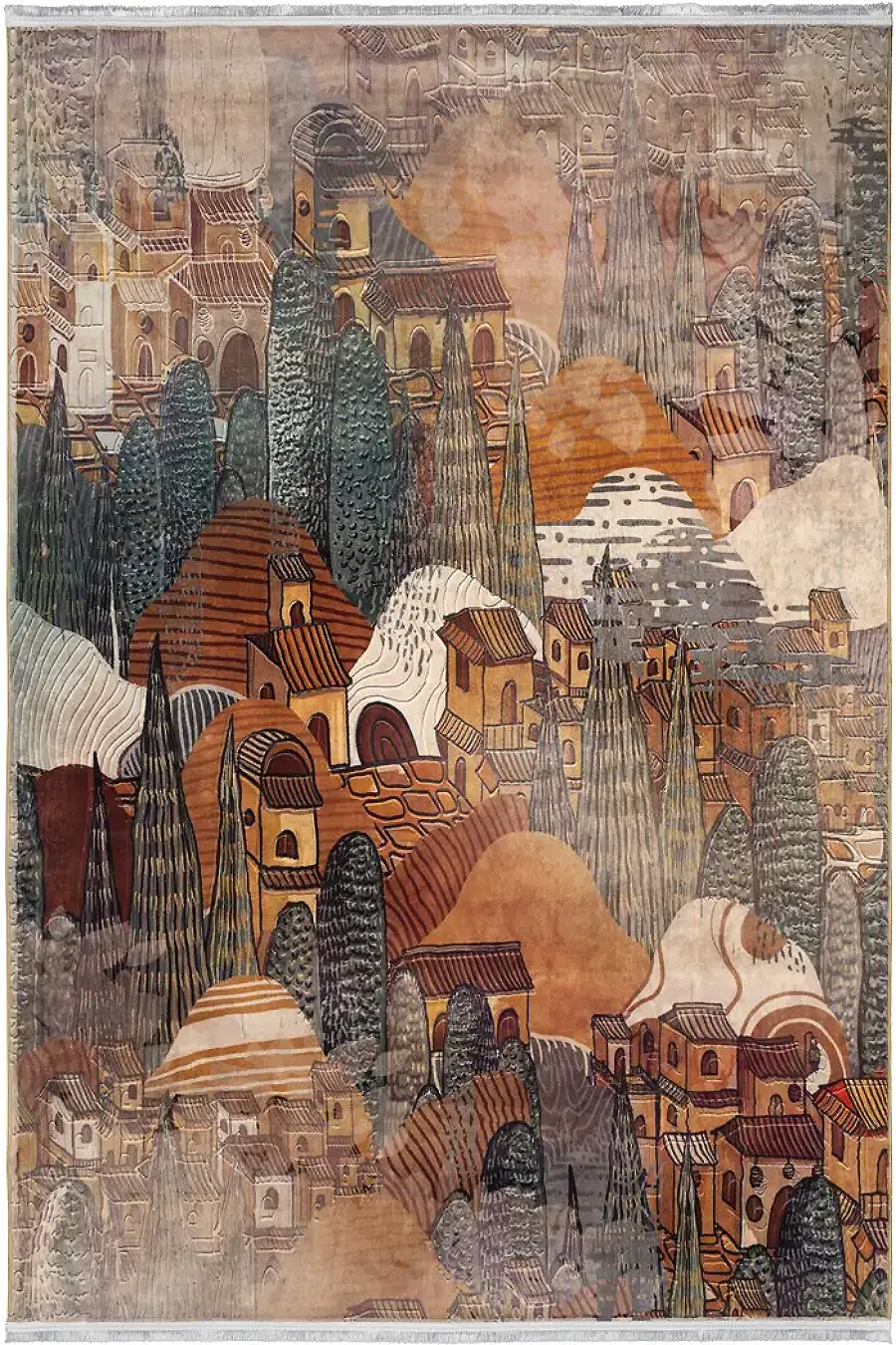 فرش محتشم اتاق کودک طرح شهر خیال کد 2599032090 زمینه تمام رنگ (غیربرجسته)