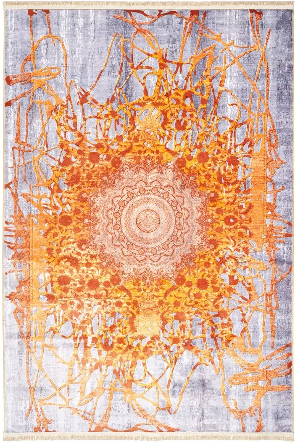 فرش محتشم کهنه نما 1000 شانه کد 900463 زمینه طوسی (غیربرجسته)