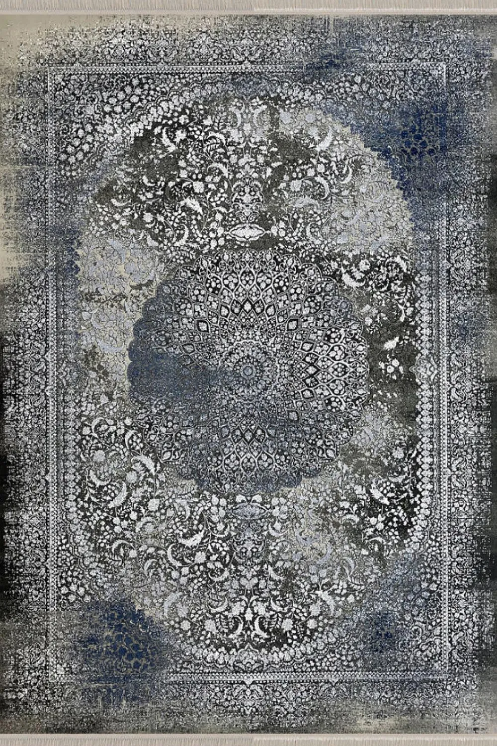 فرش مهدیان 700 شانه کلکسیون دینارسو کد 70040 زمینه ذغالی-دودی (برجسته)