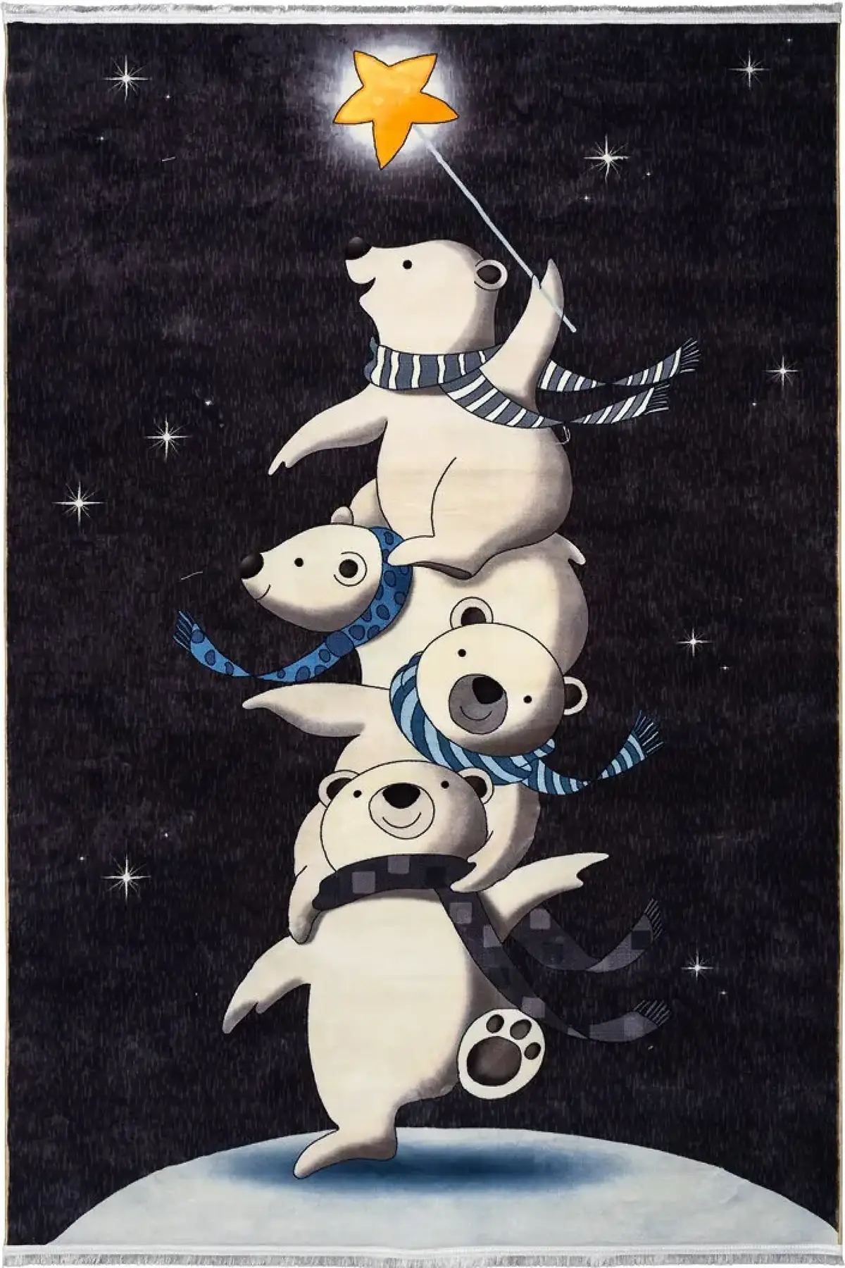 فرش محتشم اتاق کودک طرح خرس برفی کد 2599019090 زمینه تمام رنگ (غیربرجسته)