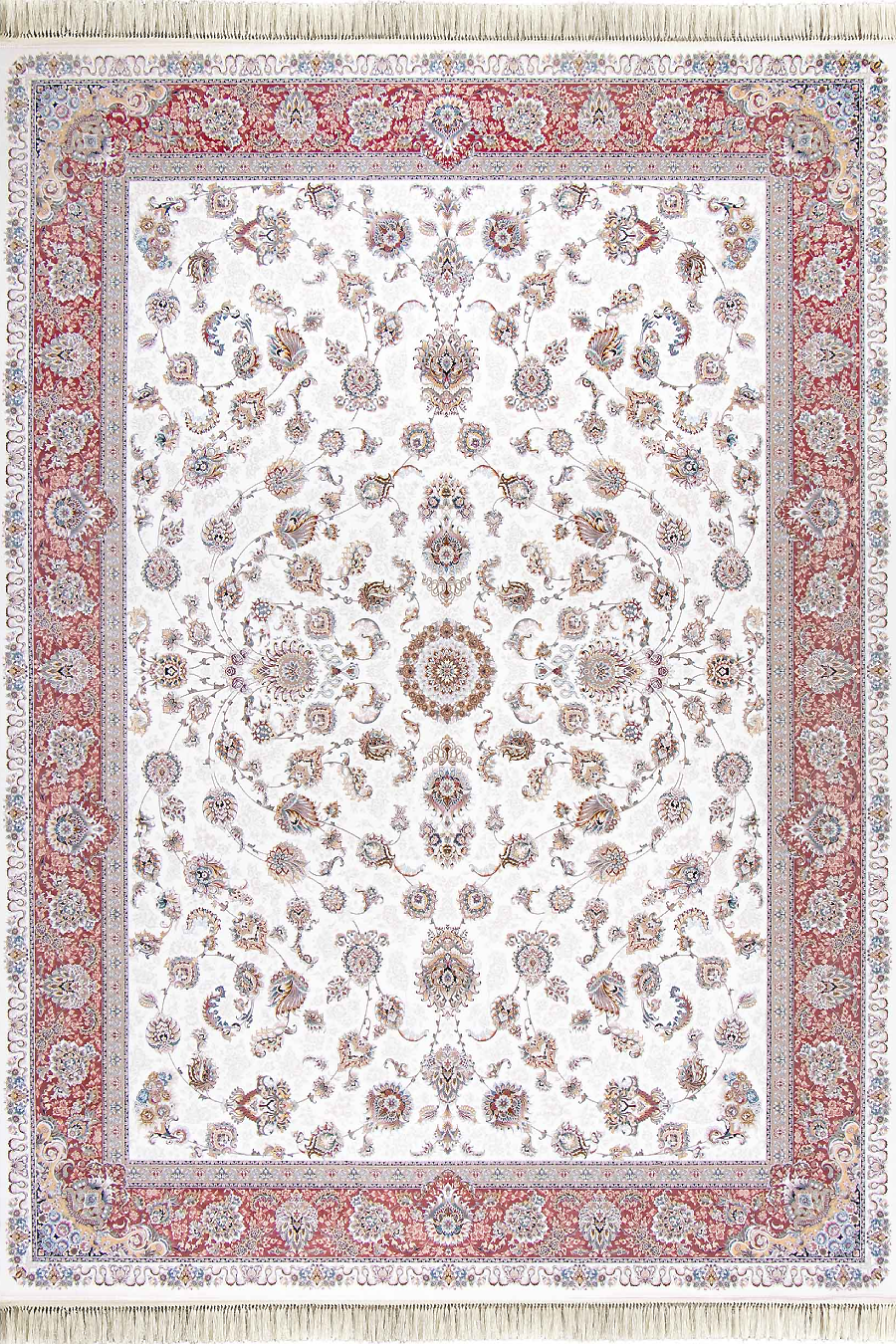 فرش داریوش 1500 شانه کلکسیون مینیاتور کد D1523 زمینه سفید (برجسته)