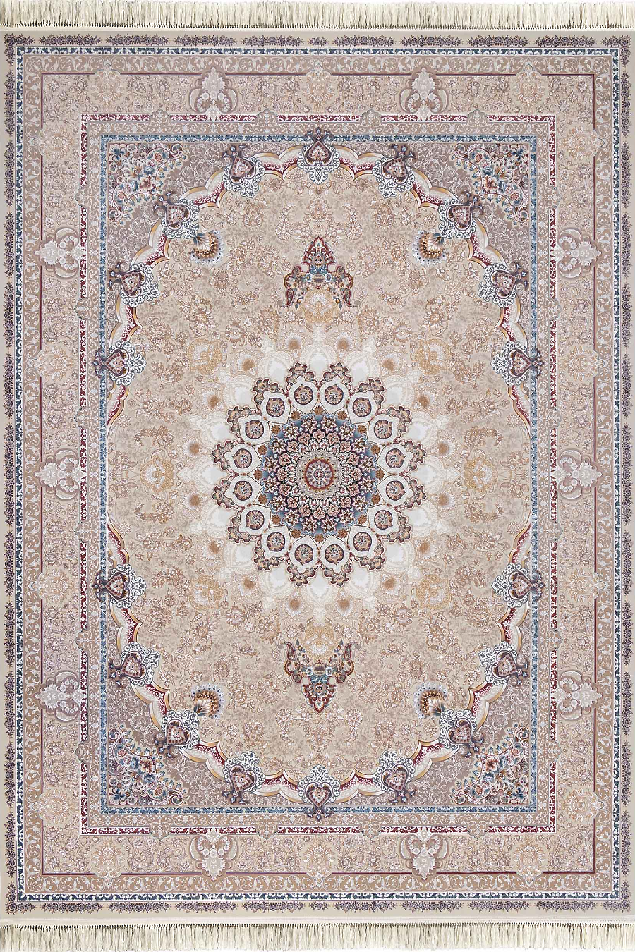 فرش داریوش 1500 شانه کلکسیون مینیاتور کد D1530 زمینه کرم (برجسته)
