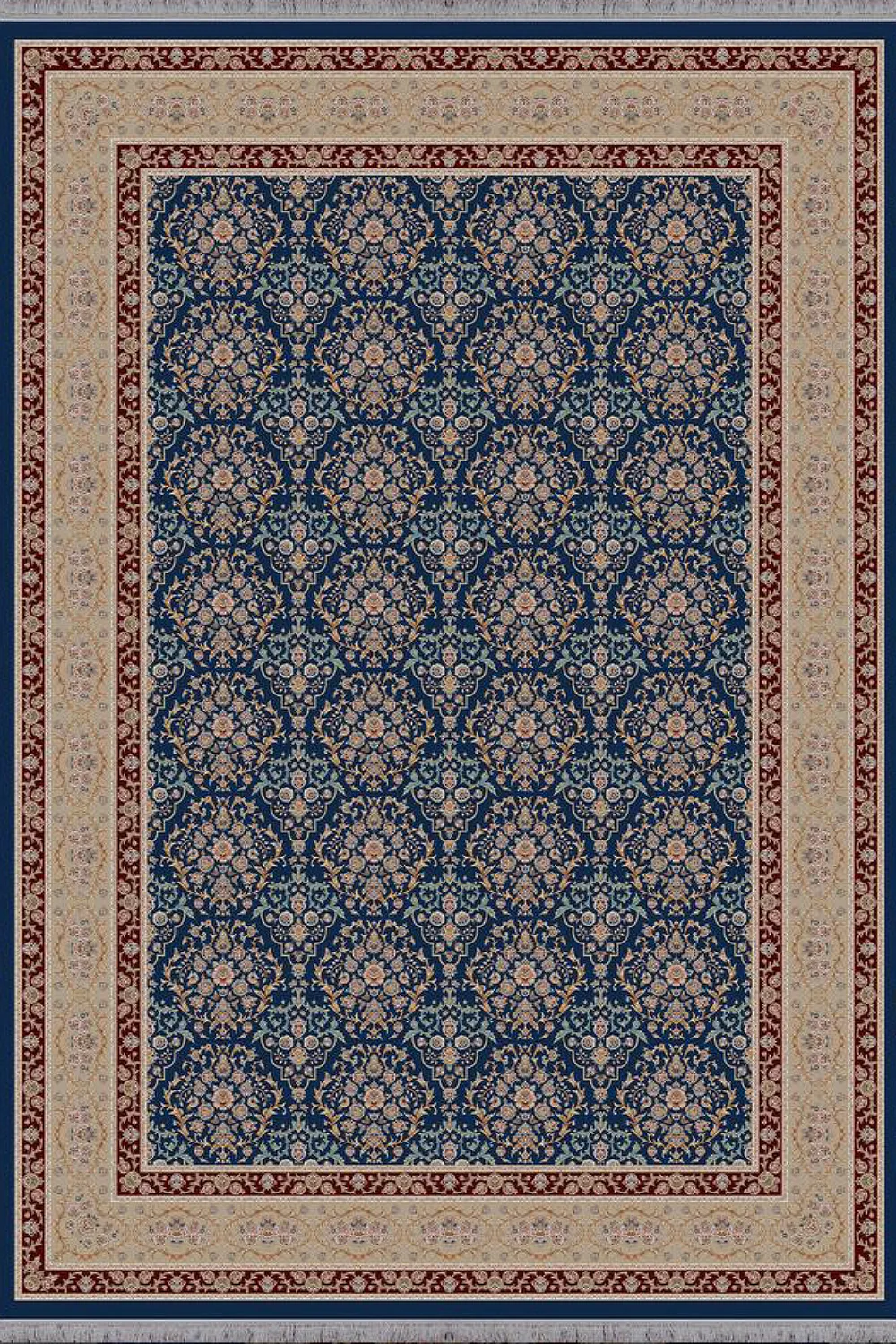 فرش آراد 1500 شانه کلکسیون کاسیان طرح کهربا زمینه آبی کاربنی (برجسته)