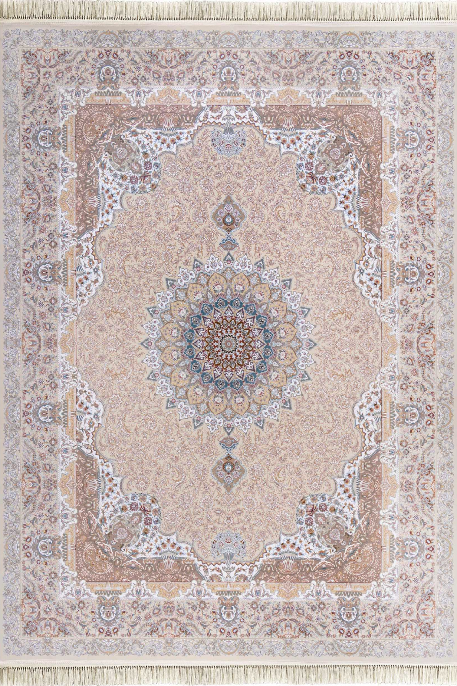 فرش داریوش 1500 شانه کلکسیون مینیاتور کد D1539 زمینه کرم (برجسته)