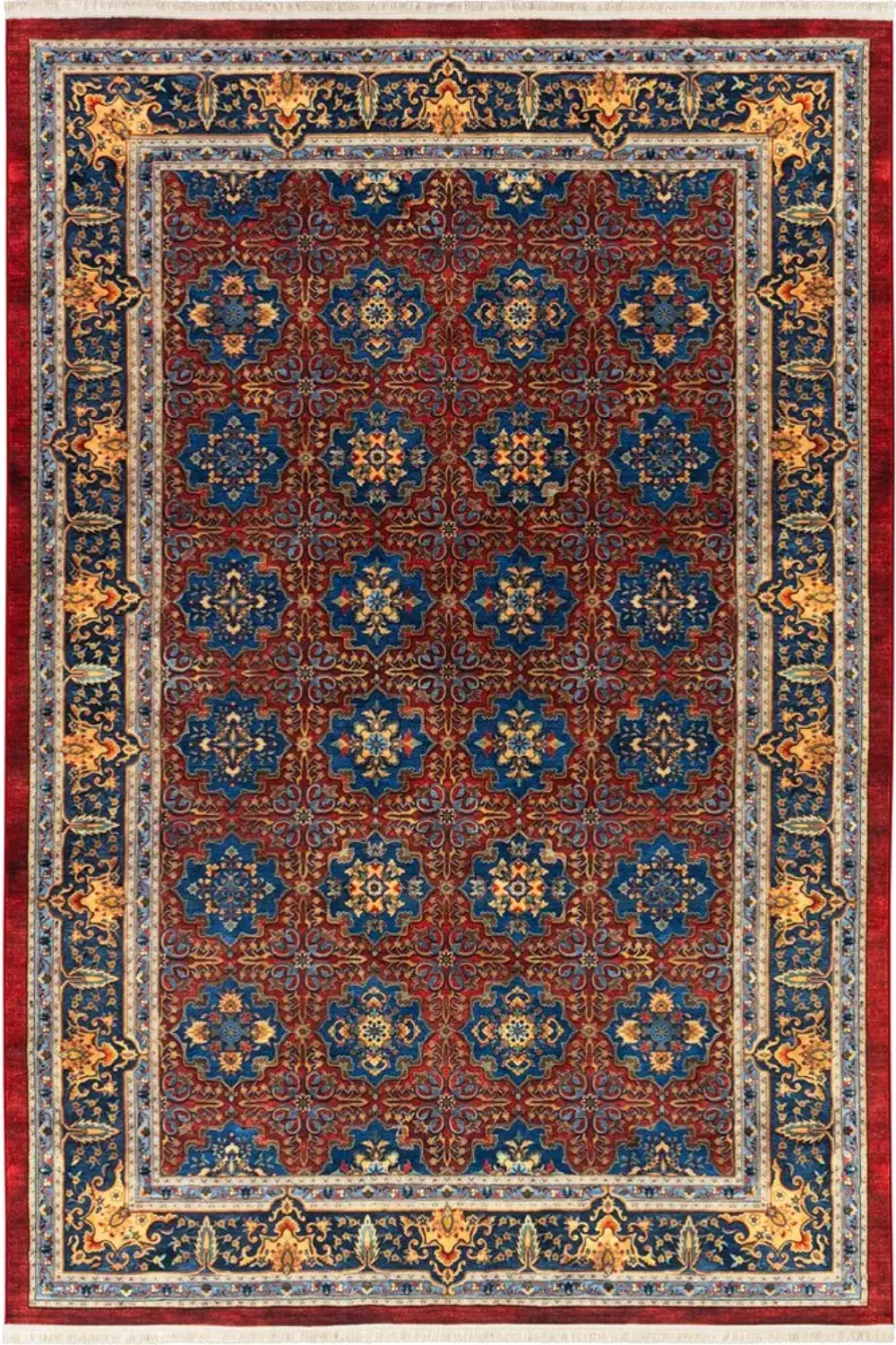 فرش محتشم 1000 شانه کلکسیون سنتی کد 25CS0350 زمینه لاکی (غیربرجسته)