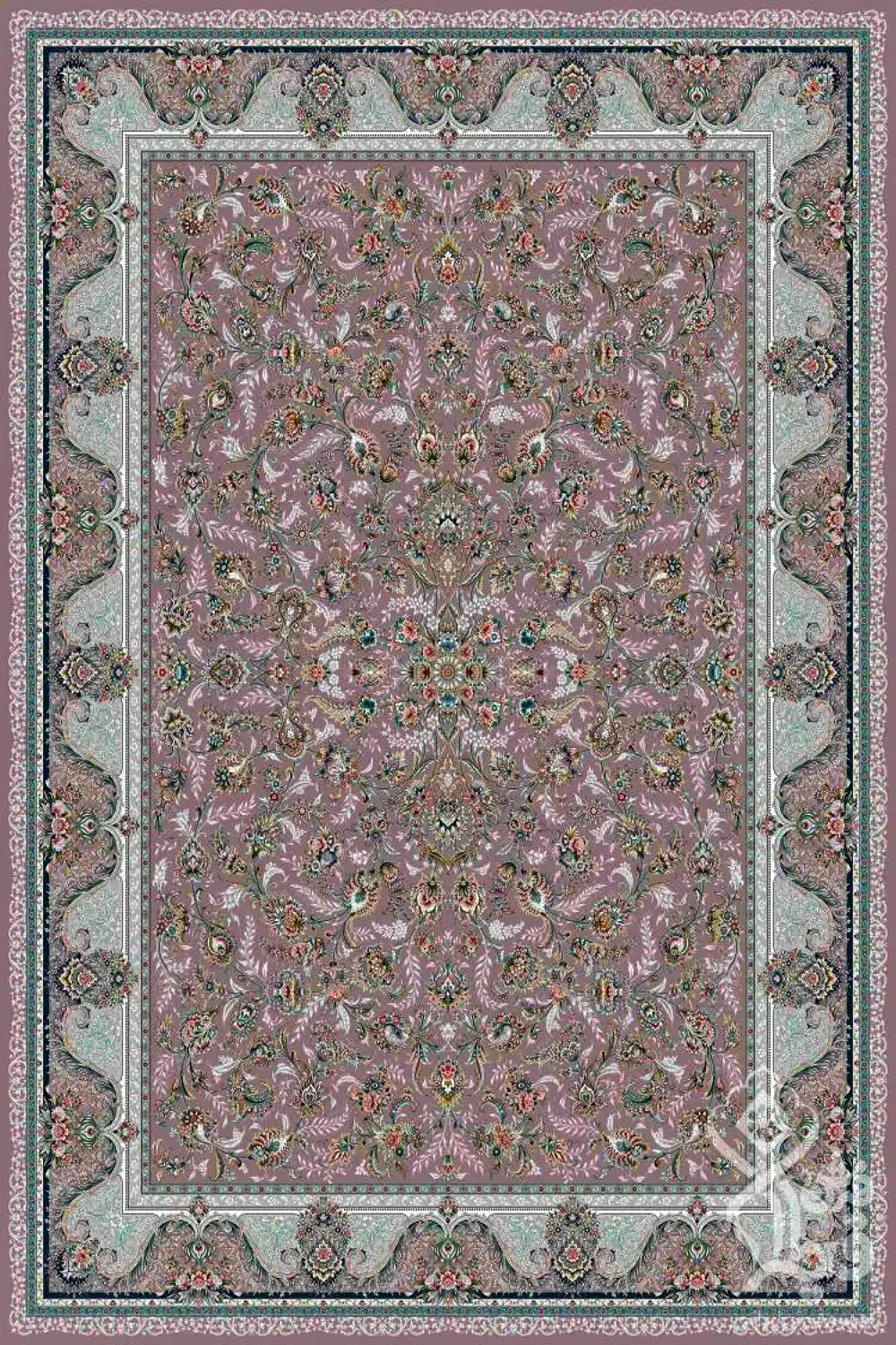 فرش قیطران 1200 شانه کلکسیون پارادایس طرح ایوا زمینه متالیک (برجسته)