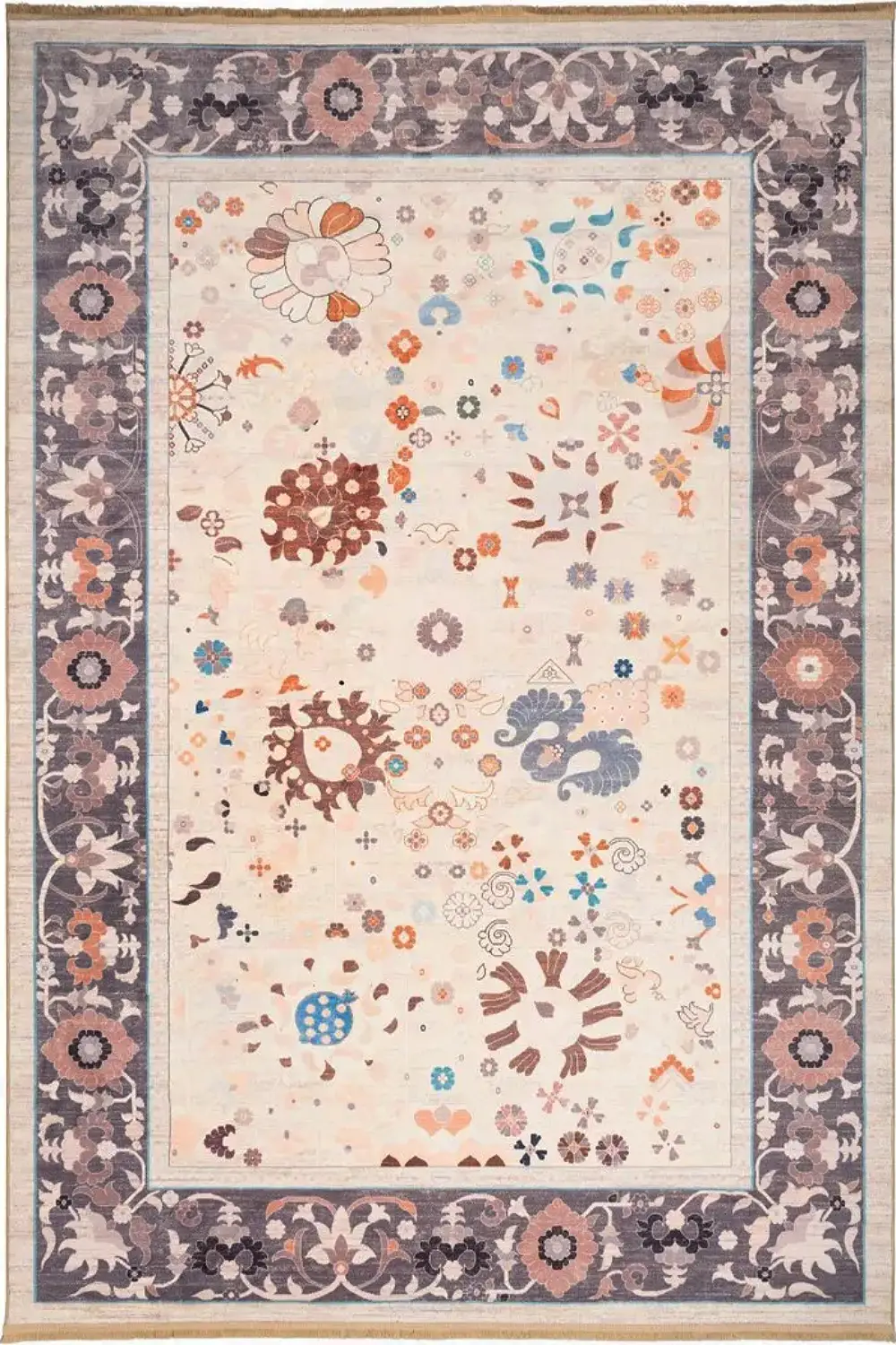 فرش محتشم 1000 شانه کلکسیون سنتی کد 900403 زمینه کرم (غیربرجسته)