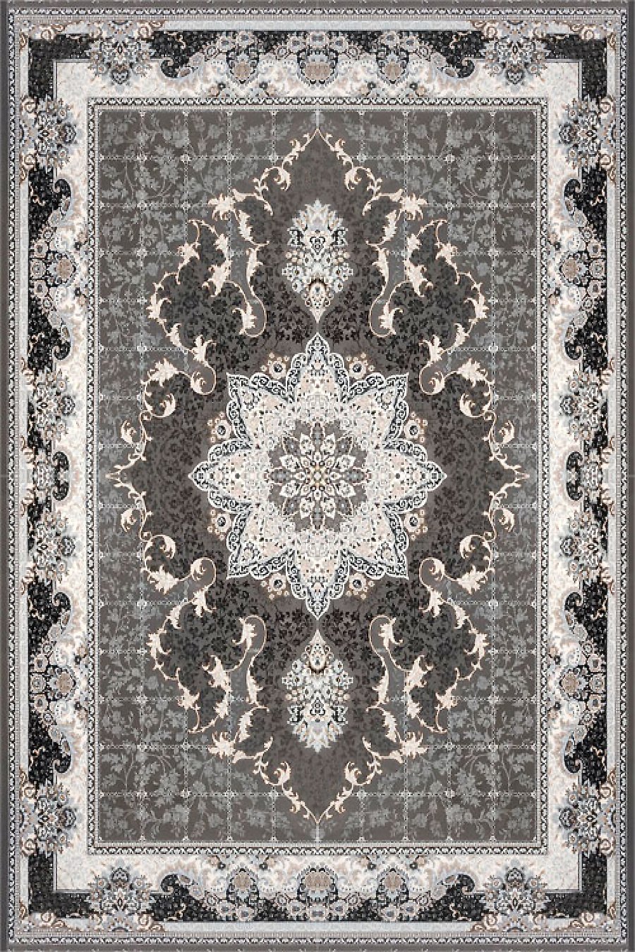 فرش ستاره پانیذ 700 شانه طرح هیوا زمینه نقره ای (غیربرجسته)