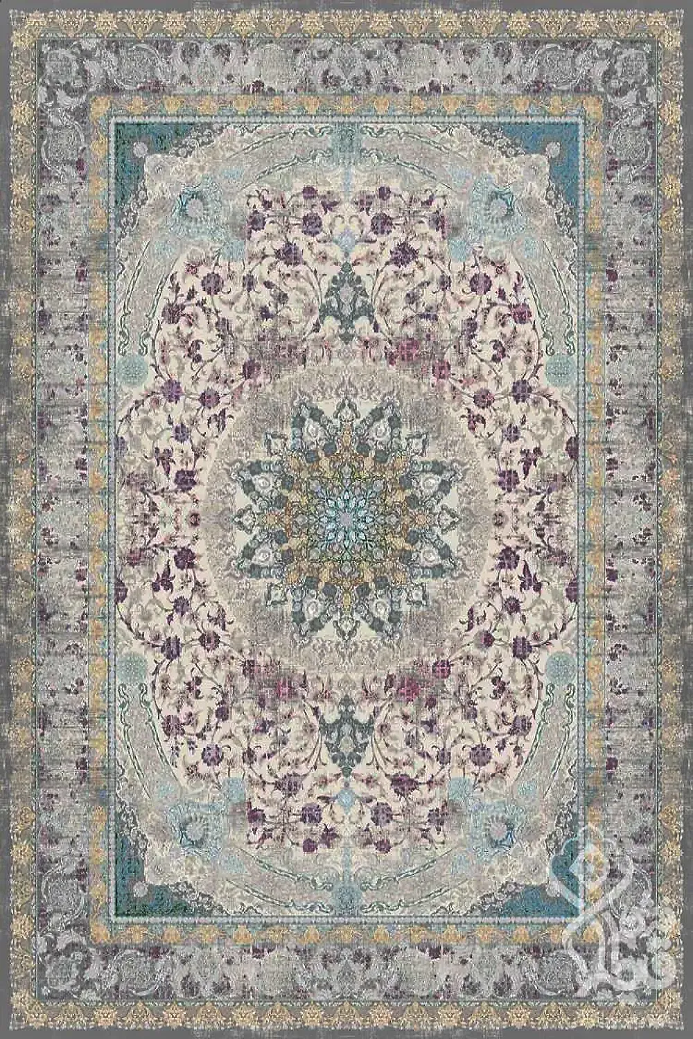 فرش قیطران 1200 شانه کلکسیون نوال طرح مهین زمینه کرم هایبالک (برجسته)