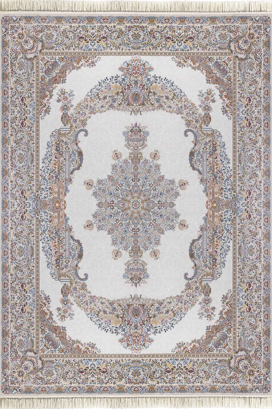 فرش داریوش 1500 شانه کلکسیون مینیاتور کد D1532 زمینه کرم (برجسته)