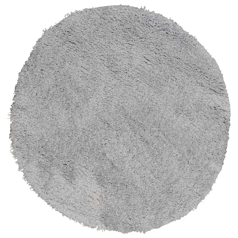 فرش آدینا پرزبلند گرد رنگ نقره ای (شگی)