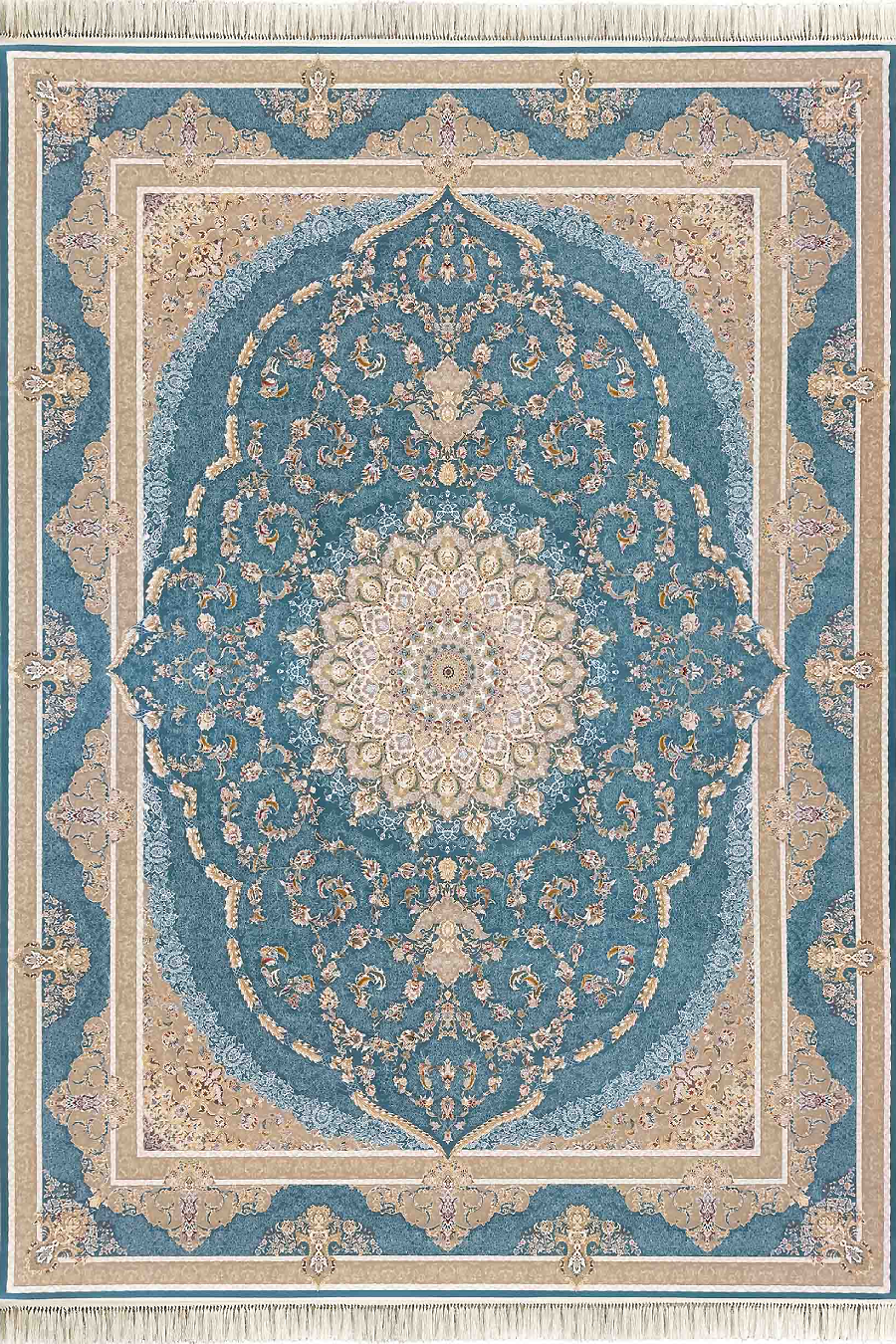 فرش داریوش 1500 شانه کلکسیون مینیاتور کد D1566 زمینه آبی (برجسته)
