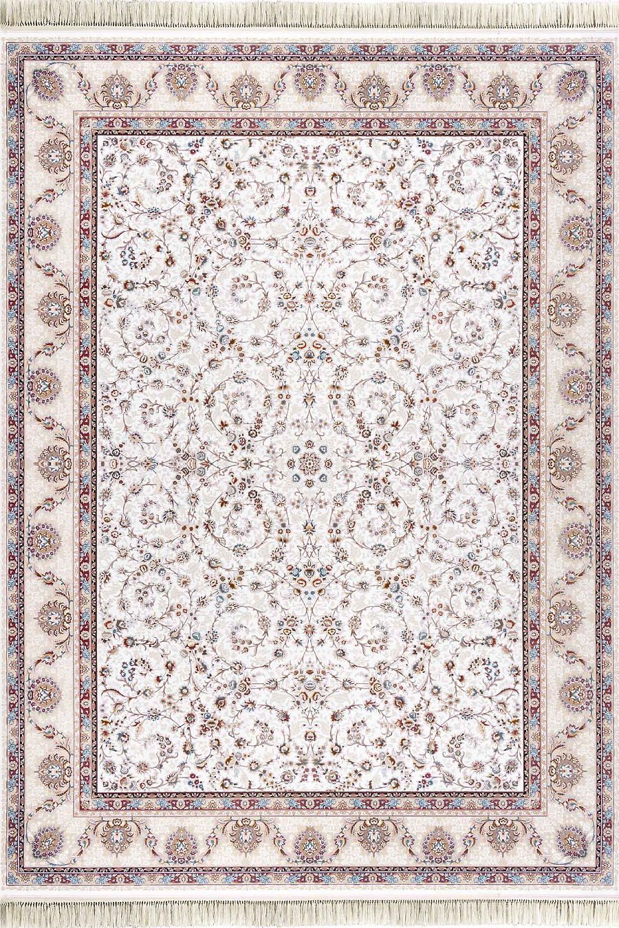 فرش داریوش 1500 شانه کلکسیون مینیاتور کد D1525 زمینه سفید (برجسته)