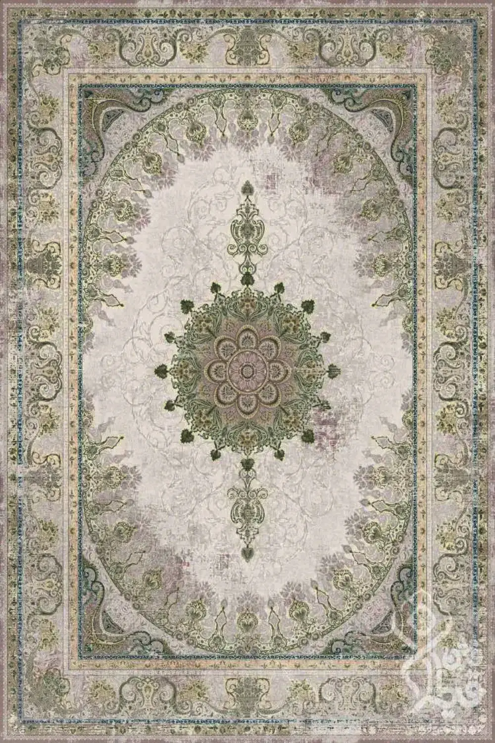 فرش قیطران 1500 شانه کلکسیون فردوس طرح شادان زمینه کرم (برجسته)