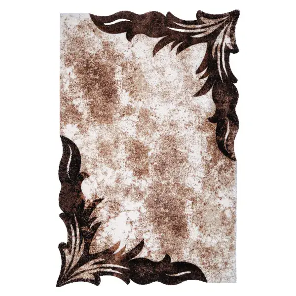 فرش زرباف سه بعدی پرزبلند طرح سناتور زمینه شکلاتی (شگی)