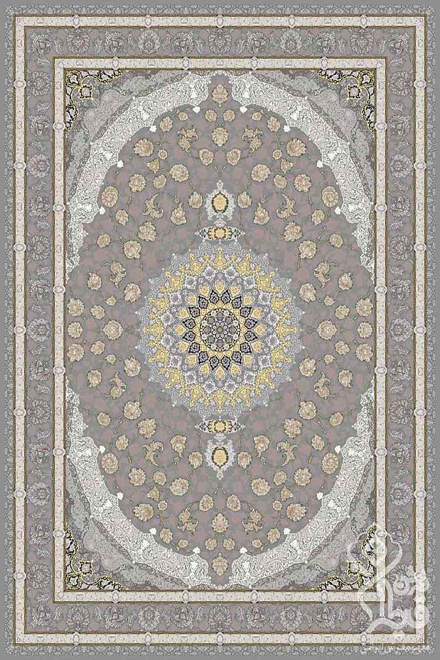 فرش قیطران 1200 شانه کلکسیون مروارید طرح تناز زمینه فیلی | فرش ماشینی گل برجسته قیطران با قیمت کارخانه