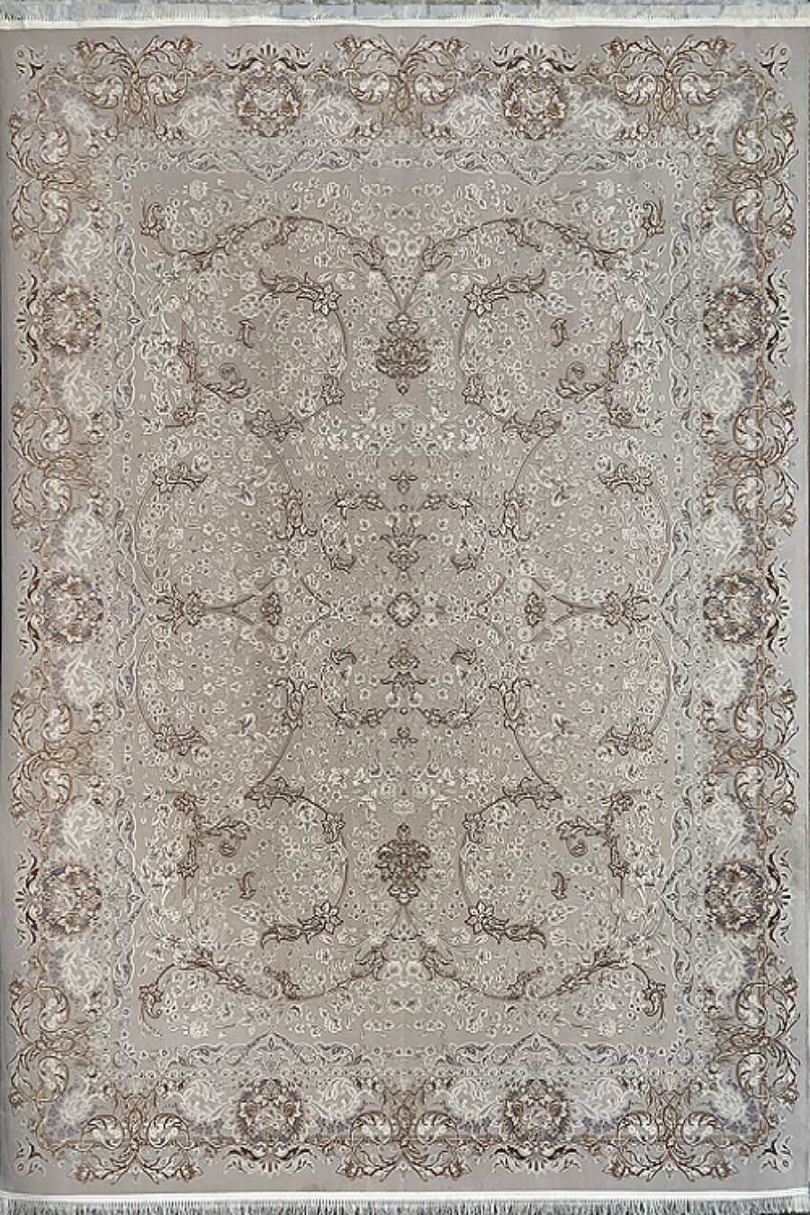 فرش باستان یزد 1200 شانه کد 22-10 زمینه نقره ای (برجسته)