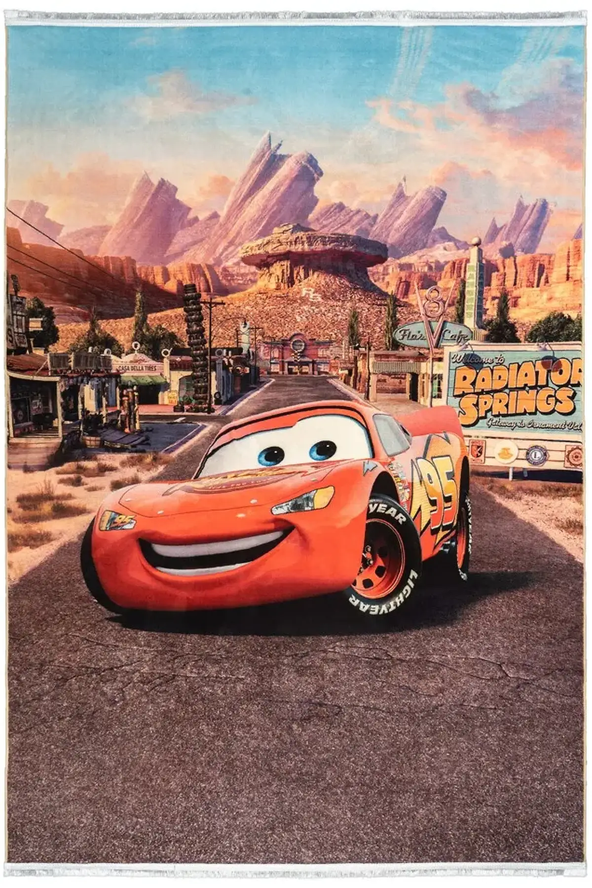 فرش محتشم اتاق کودک طرح شهر ماشین ها کد 101282 زمینه تمام رنگ (غیربرجسته)