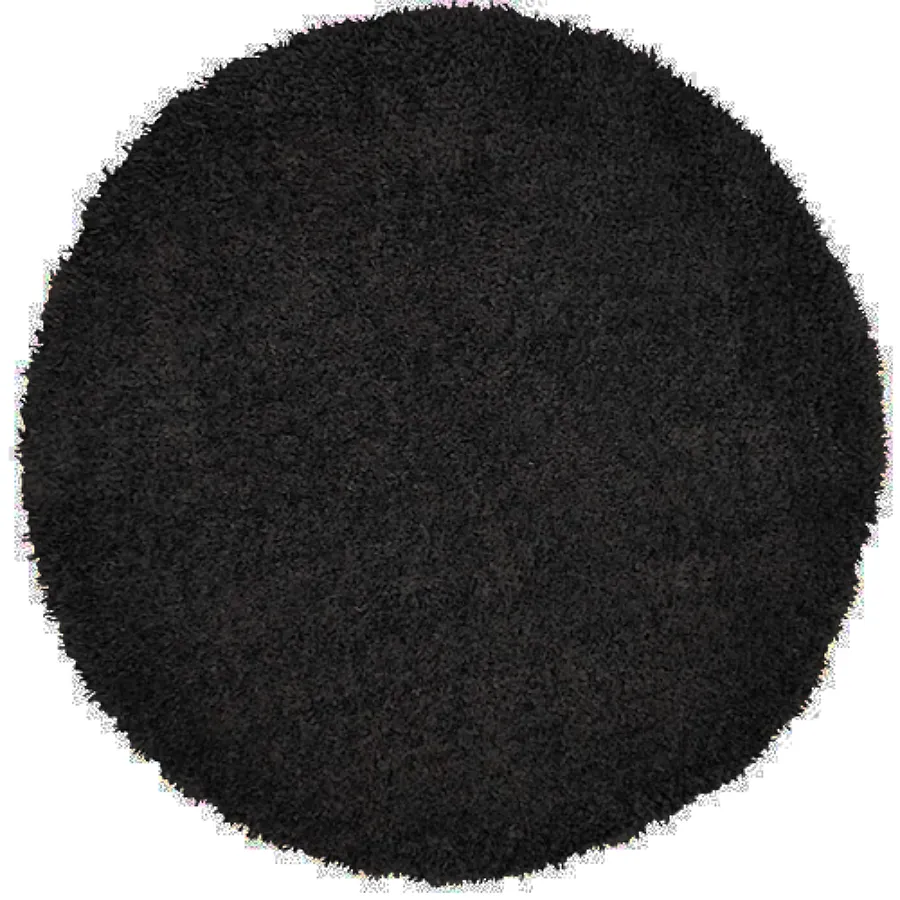 فرش آدینا پرزبلند گرد رنگ مشکی (شگی)