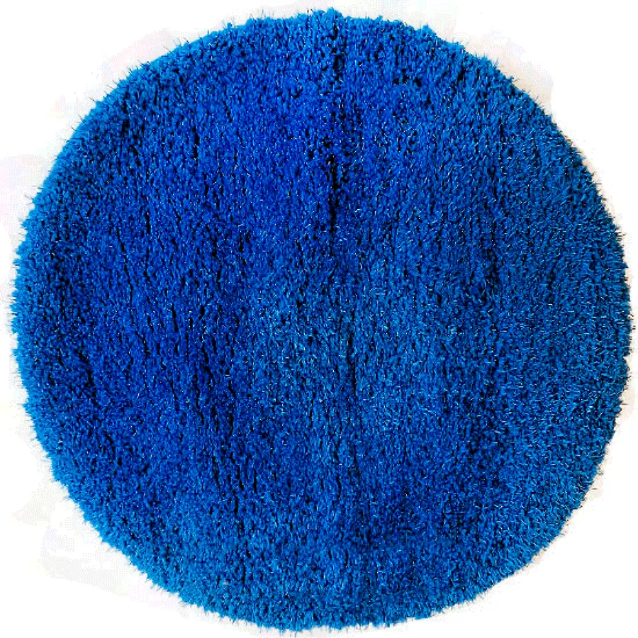 فرش آدینا پرزبلند گرد رنگ آبی (شگی)