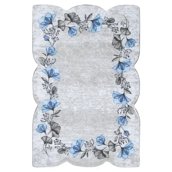 فرش زرباف سه بعدی پرزبلند طرح پردیس زمینه آبی (شگی)