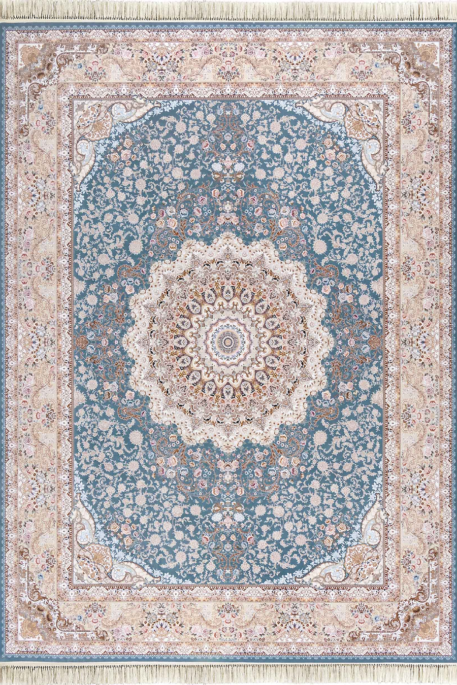 فرش داریوش 1500 شانه کلکسیون مینیاتور کد D1538 زمینه آبی (برجسته)