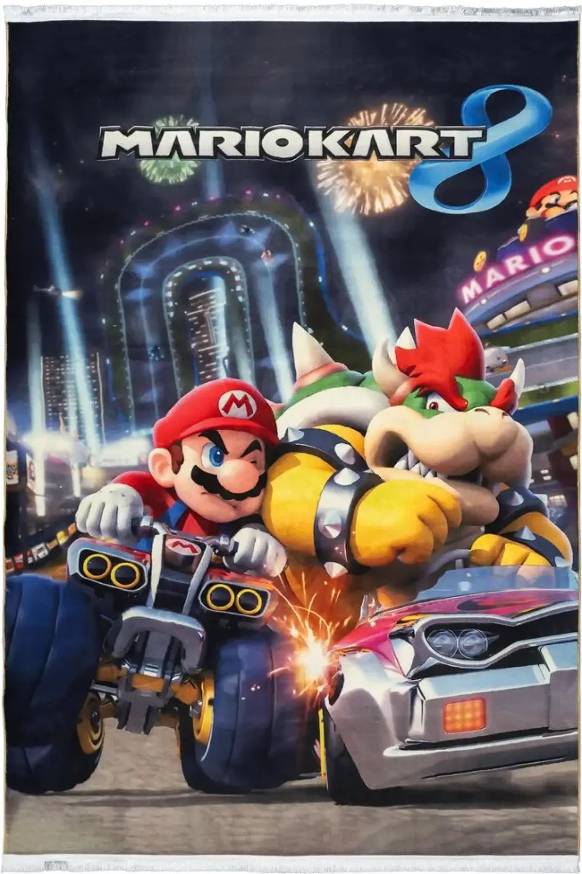 فرش محتشم اتاق کودک طرح ماریو کد 25KP0010 زمینه دودی (غیربرجسته)