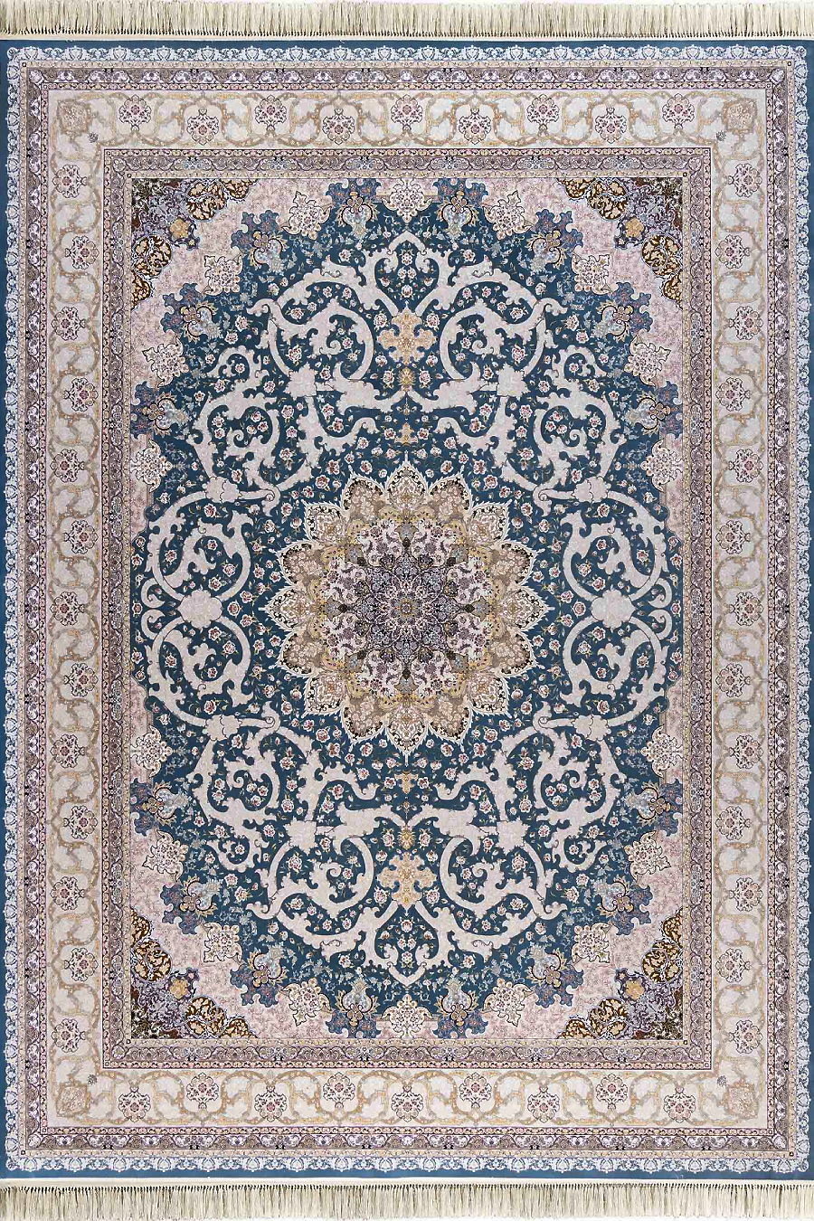 فرش داریوش 1500 شانه کلکسیون مینیاتور کد D1545 زمینه آبی (برجسته)