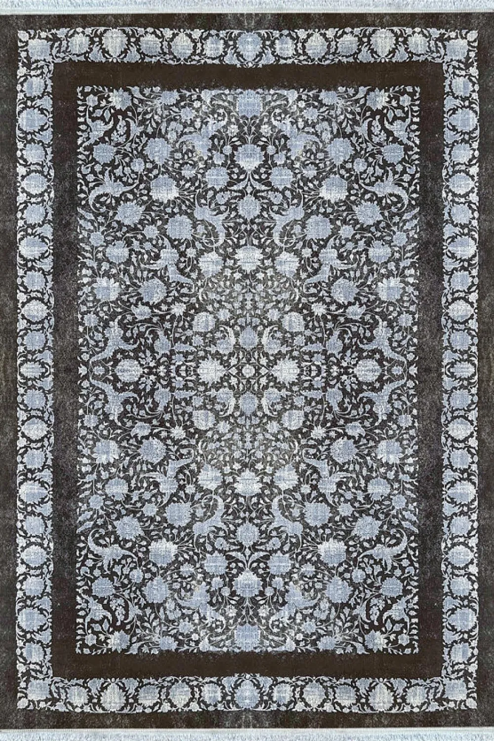 فرش مهدیان 700 شانه کلکسیون دینارسو کد 70021 زمینه ذغالی (برجسته)