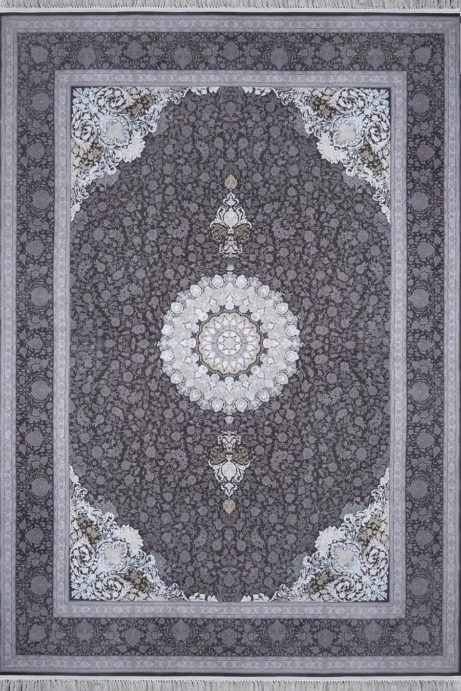 فرش بهشتی تبریز 700 شانه کلکسیون پارمیس کد 3311 زمینه دودی (برجسته)