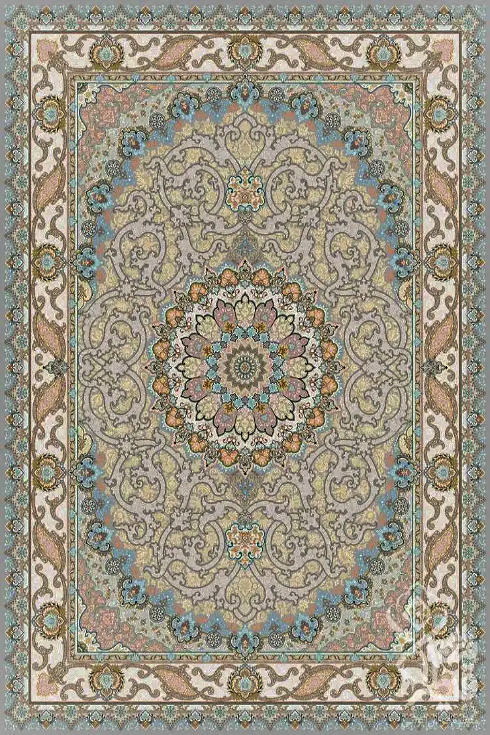 فرش قیطران 1500 شانه کلکسیون 1500 شانه طرح مستانه زمینه فیلی (برجسته)