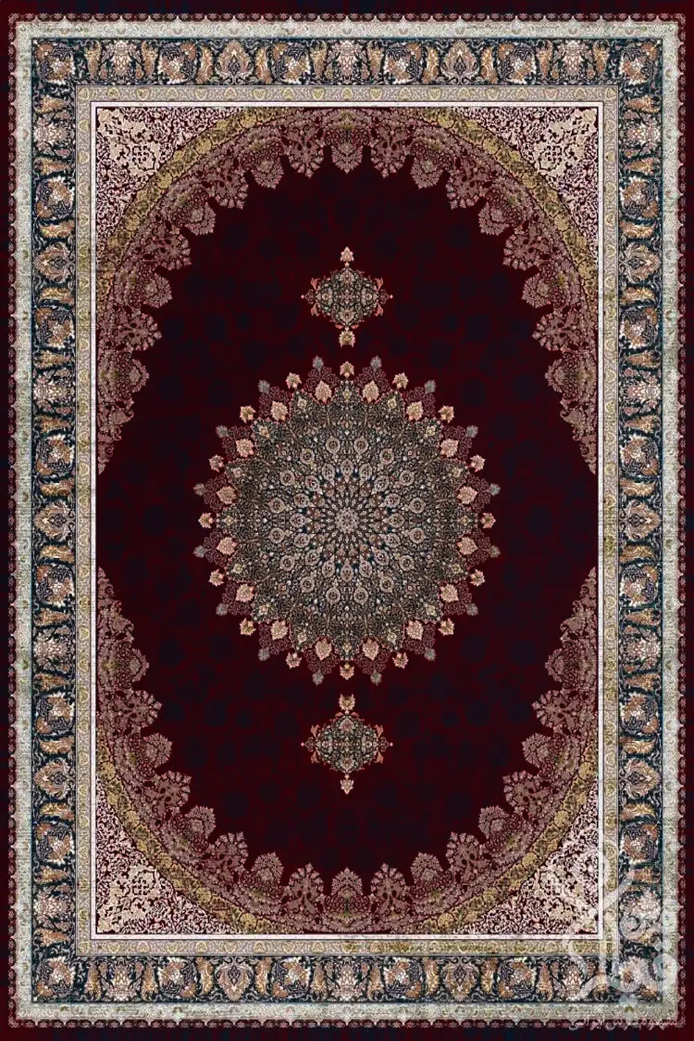 فرش قیطران 1200 شانه کلکسیون پارادایس طرح ملورا زمینه رناسی (برجسته)