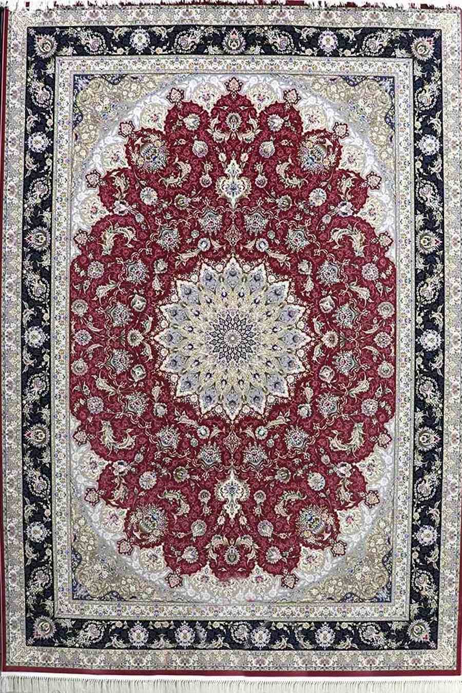 فرش مشهد 1500 شانه کد 814003 زمینه ارغوانی
