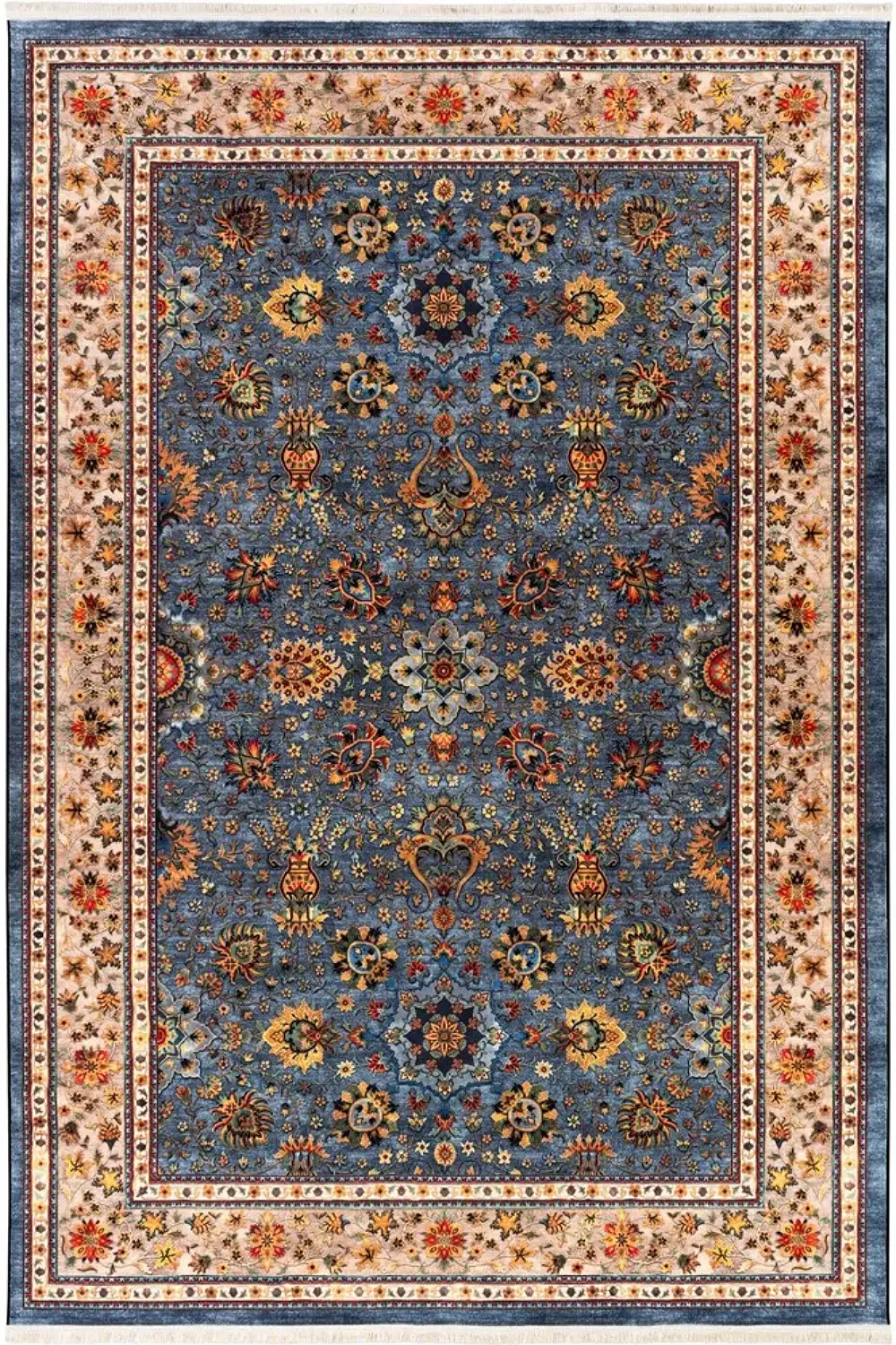 فرش محتشم 1000 شانه کلکسیون سنتی کد 25CS0360 زمینه طوسی (غیربرجسته)