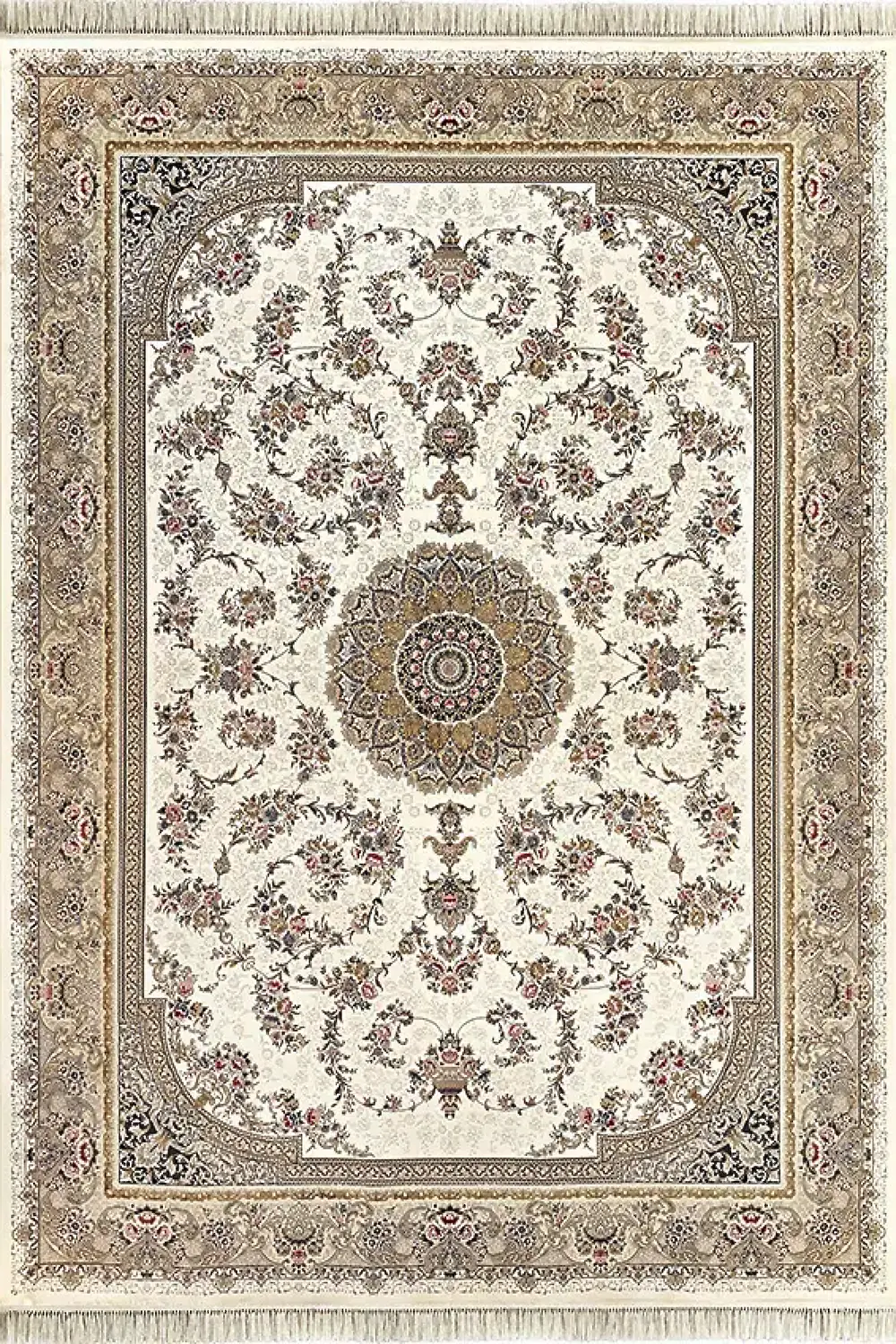 فرش داریوش 1200 شانه کلکسیون هیلتون کد 1203 زمینه سفید (برجسته)