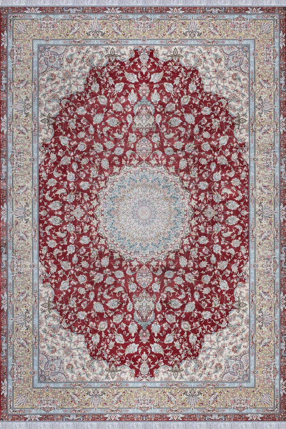 فرش مهدیان 1500 شانه کلکسیون والری کد 50204 زمینه لاکی (برجسته)