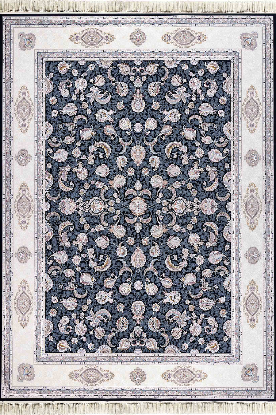 فرش داریوش 1500 شانه کلکسیون مینیاتور کد D1524 زمینه سورمه ای (برجسته)