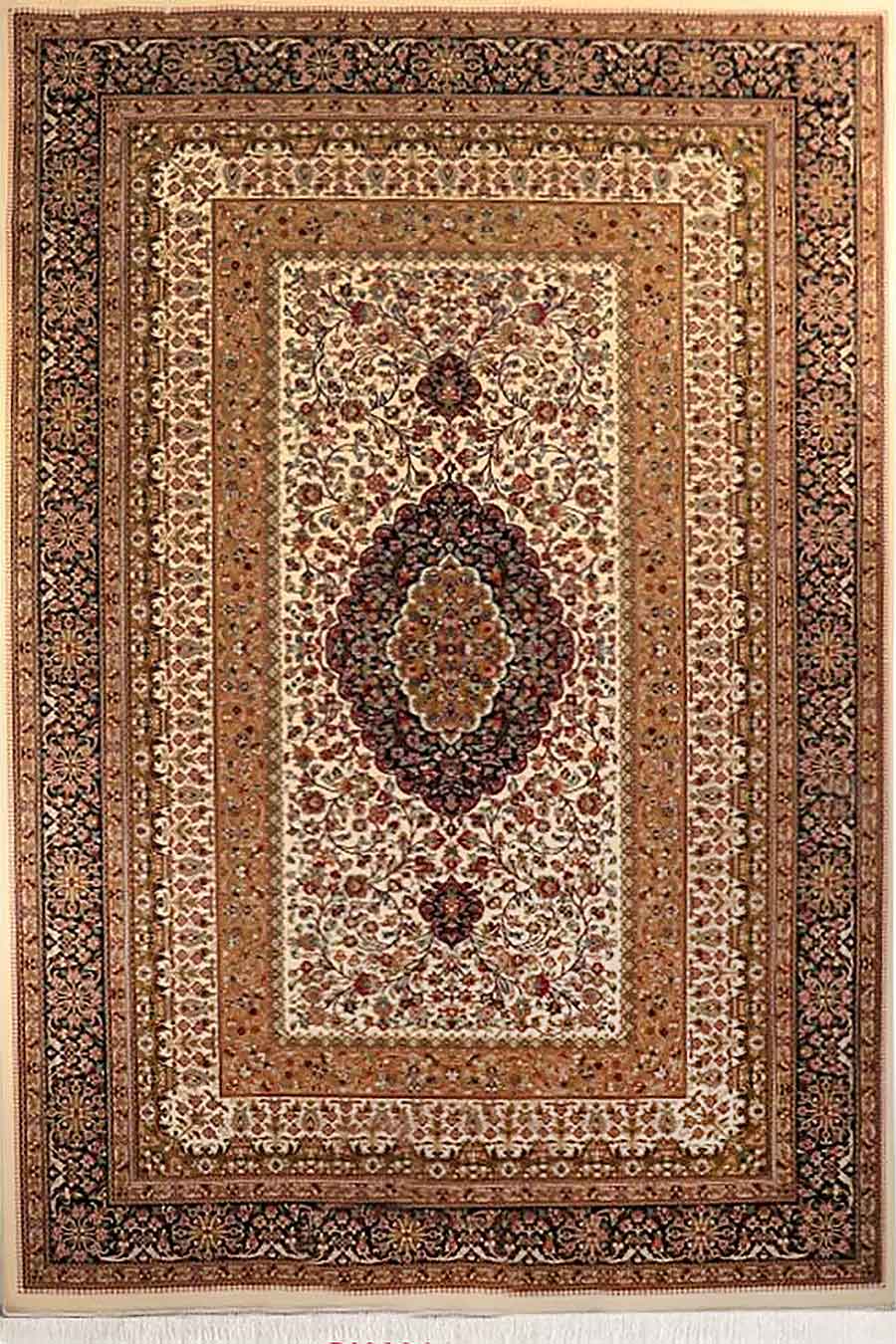 فرش ستاره کویر یزد 500 شانه کلکسیون ایساتیس کد I08 زمینه 8009 (غیربرجسته)