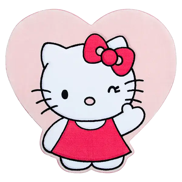 فرش زرباف سه بعدی پرزبلند طرح کیتی زمینه صورتی (شگی)