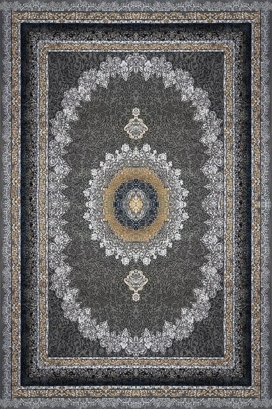 فرش ماشینی بافت رخ 440 شانه طرح گیتی زمینه فیلی (غیربرجسته)