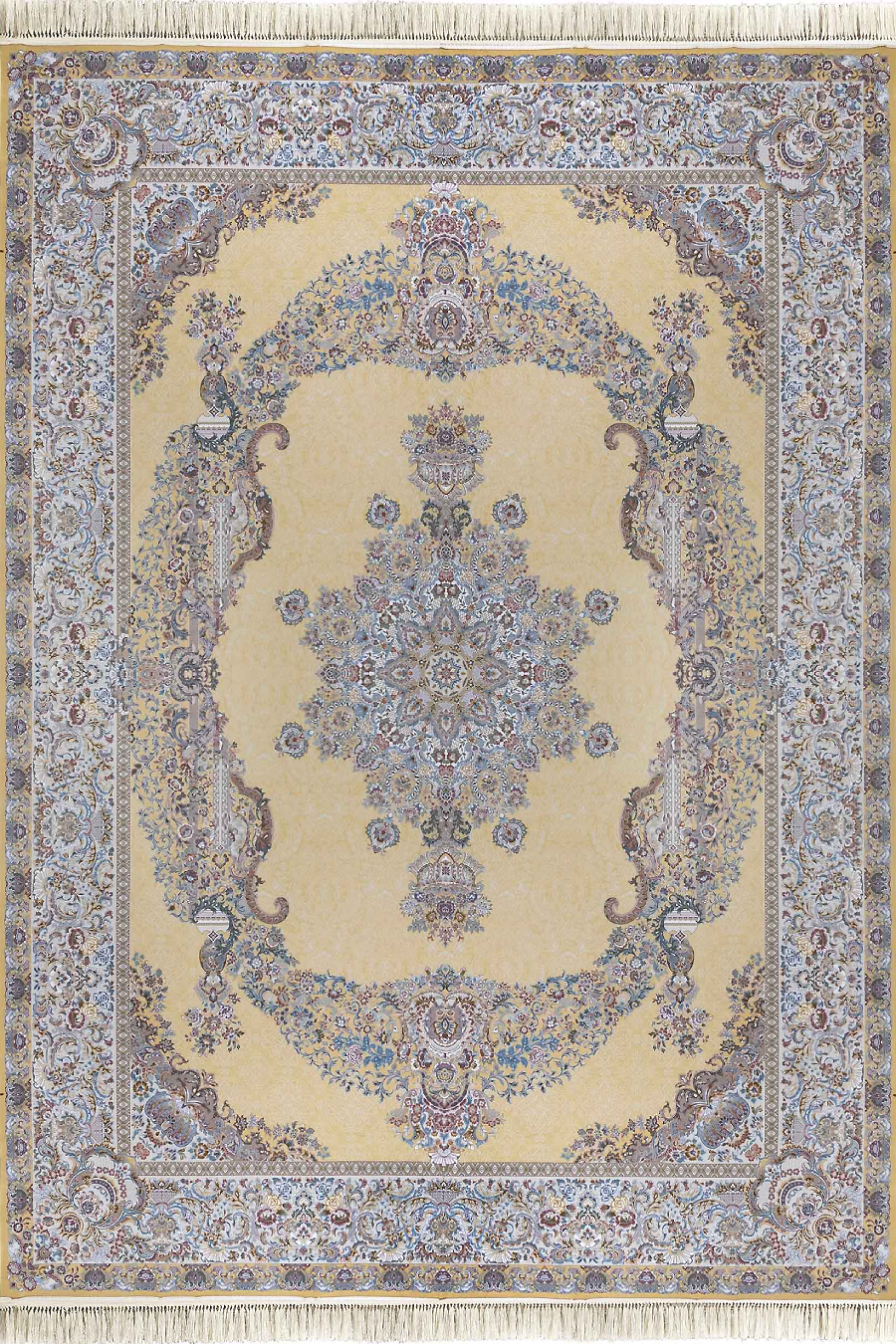 فرش داریوش 1500 شانه کلکسیون مینیاتور کد D1528 زمینه طلایی (برجسته)