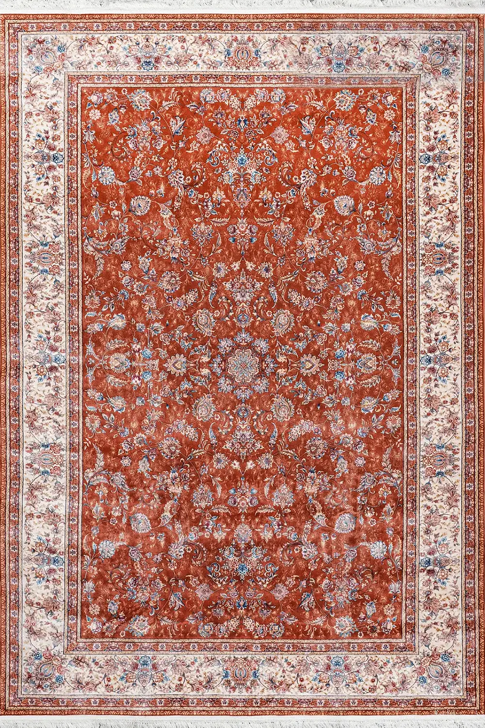 فرش بهشتی 1200 شانه ابریشمی کلکسیون ماهور کد 5556 زمینه رناسی (برجسته)