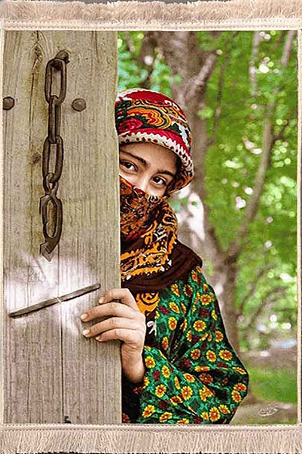 تابلوفرش ماشینی 1200 شانه طرح دختر شاهسوند (3 سایز)