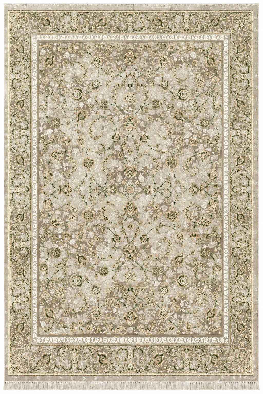 فرش قیطران 1200 شانه کد 542 افسانه زمینه کرم گل برجسته