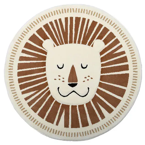 فرش زرباف سه بعدی پرزبلند طرح سیمبا زمینه کرم (شگی)