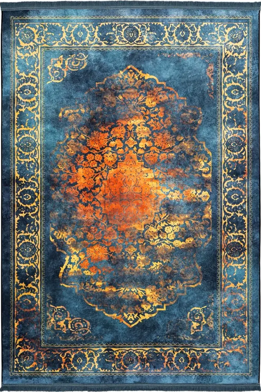 فرش محتشم کهنه نما 1000 شانه کد 900446 زمینه سبز (غیربرجسته)