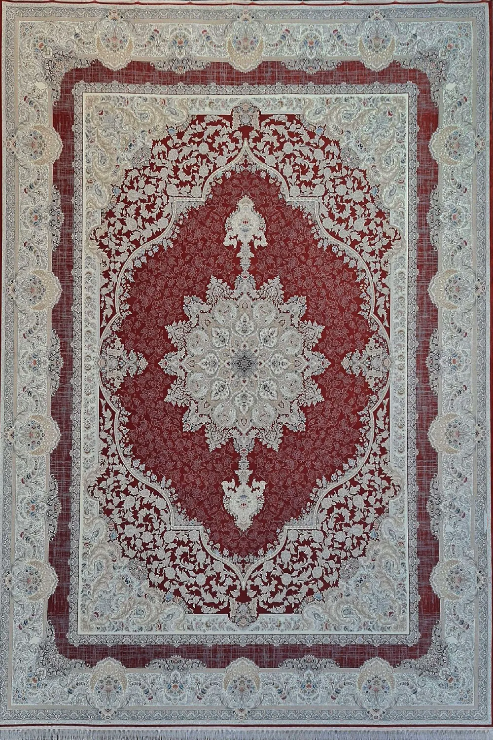 فرش آینده 1500 شانه کلکسیون آرامیس طرح ویرا زمینه یاقوتی (برجسته)