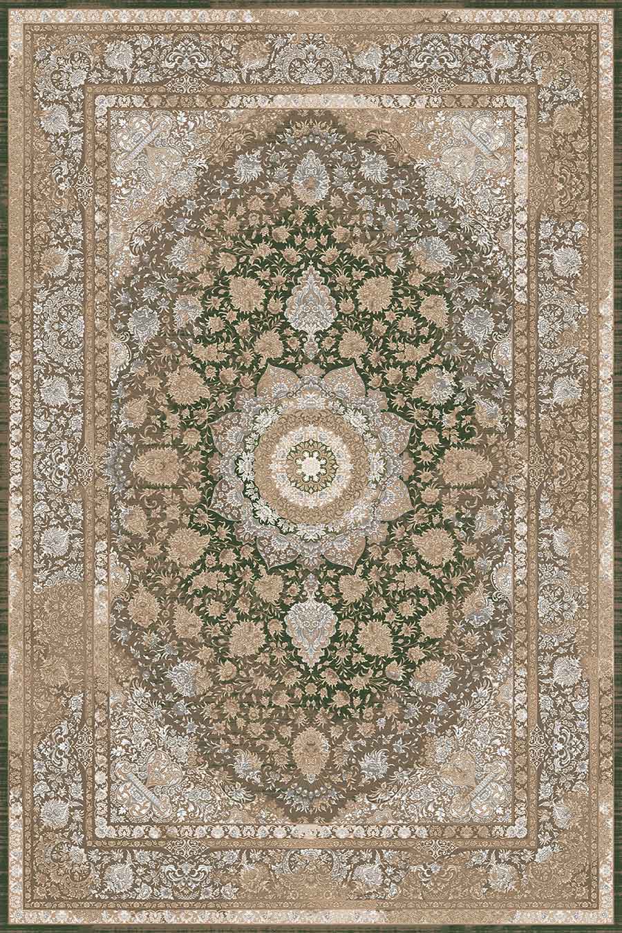 فرش ستاره کویر یزد 1000 شانه کلکسیون عالی قاپو کد HA51L زمینه 3078A (برجسته)